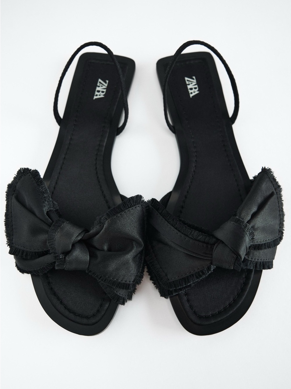 Elegant Black Women's Shoes flat sandals with bow